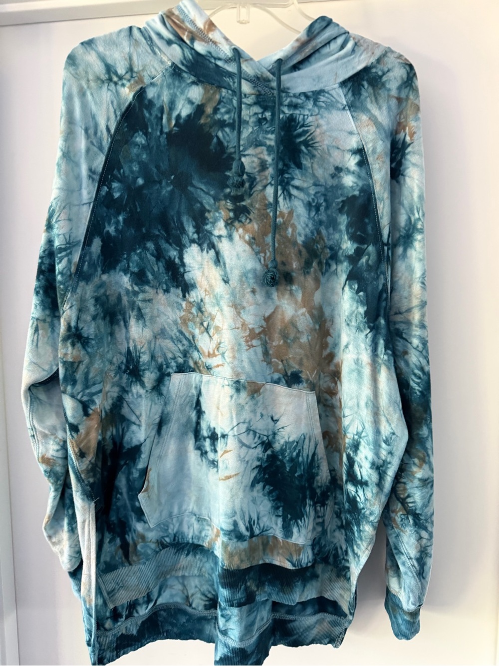 Tie-Dye Blue & Tan Pullover Hoodie
